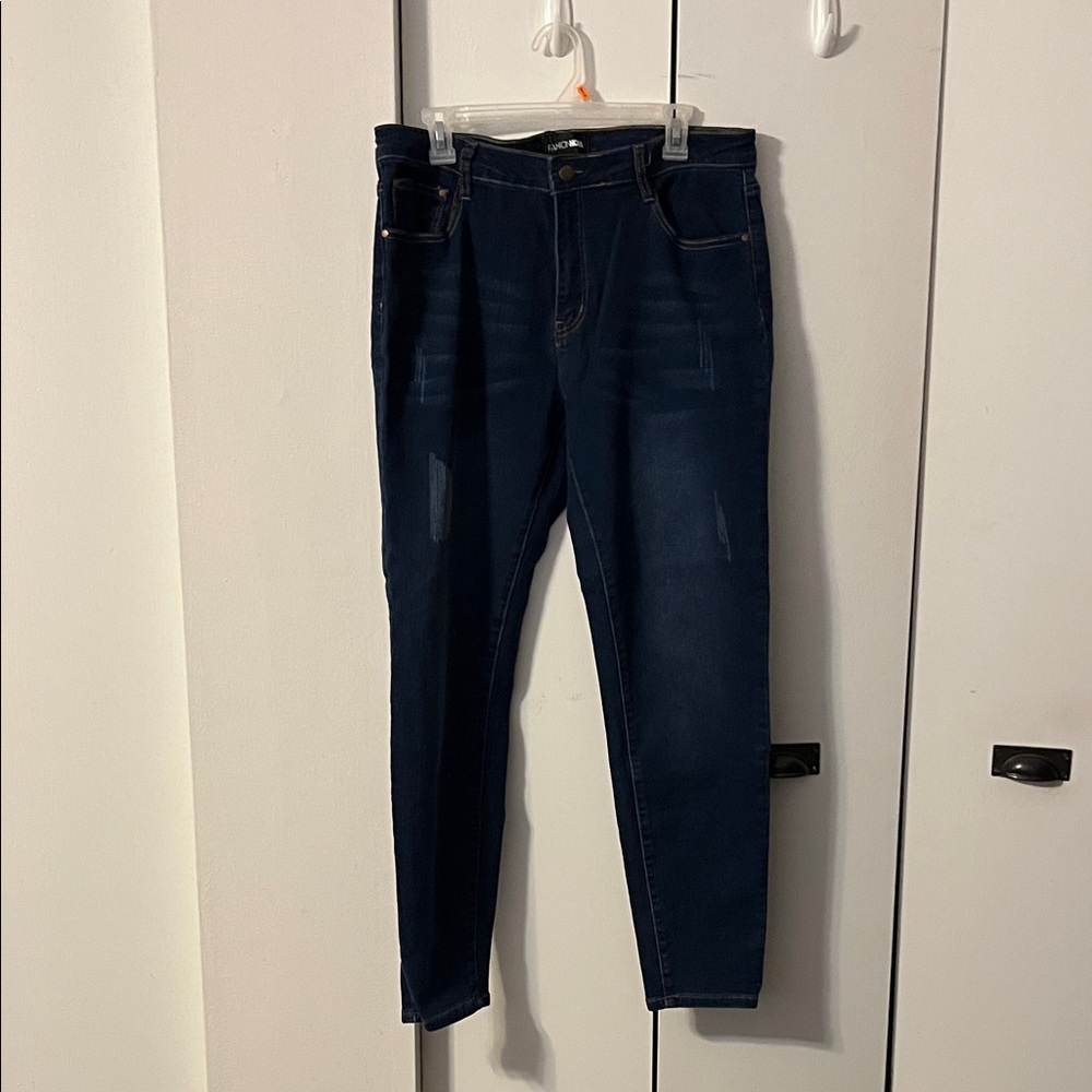 Fashion Nova Women's Dark Blue Skinny Jeans
